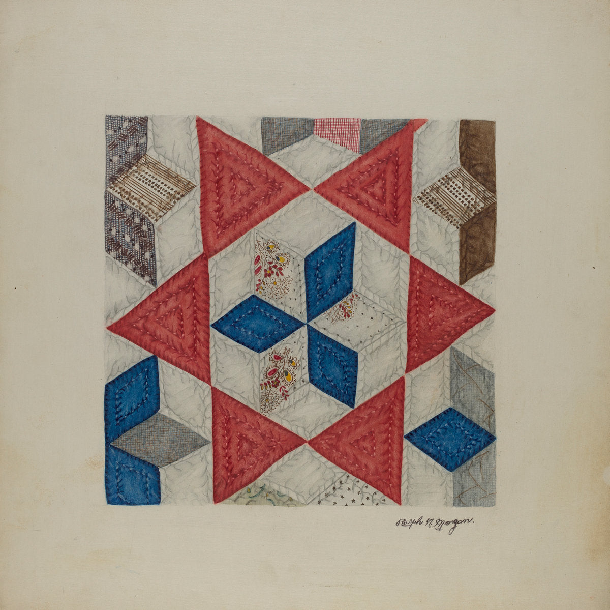 Patchwork Quilt by Ralph N. Morgan (American, active c. 1935), 16X12"(A3)Poster Print