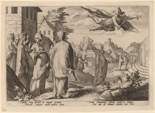 1590 by Dutch 16th Century after Hendrik Goltzius (Mercury Enamored of Herse), 16X12"(A3)Poster Print