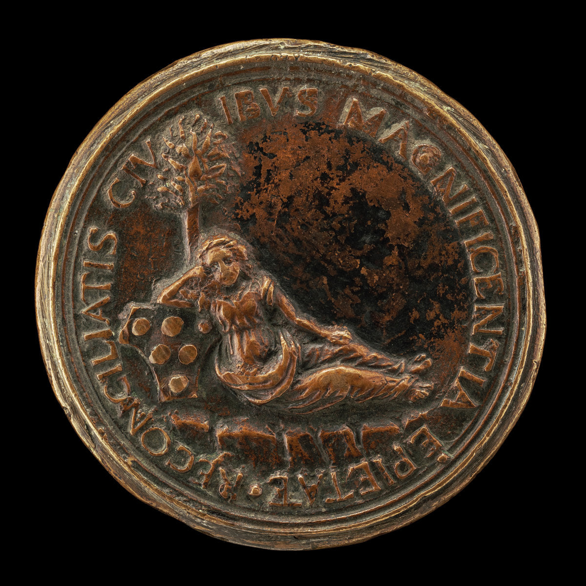 1513/1516 by Roman 16th Century (Florence Leaning on the Medici Shield [reverse]), 16X12"(A3)Poster Print