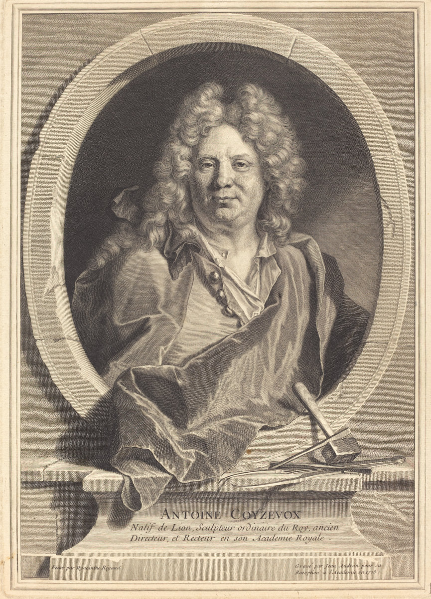Antoine Coyzevox by Jean Audran after Hyacinthe Rigaud (French, 1667 - 1756), 16X12"(A3)Poster Print