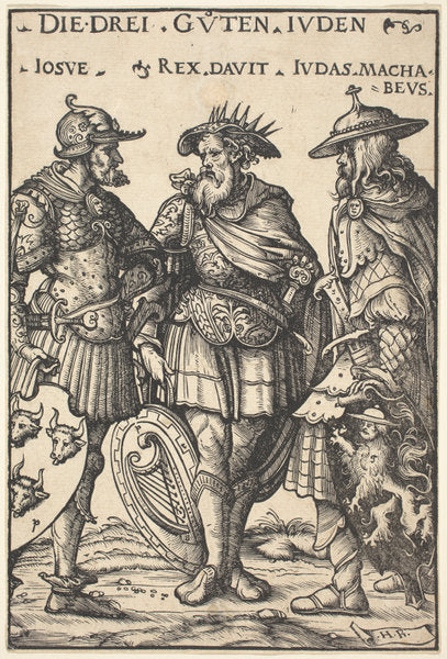 Joshua, David and Judas Maccabaeus by Hans Burgkmair I (German, 1473 - 1531), 16X12"(A3)Poster Print