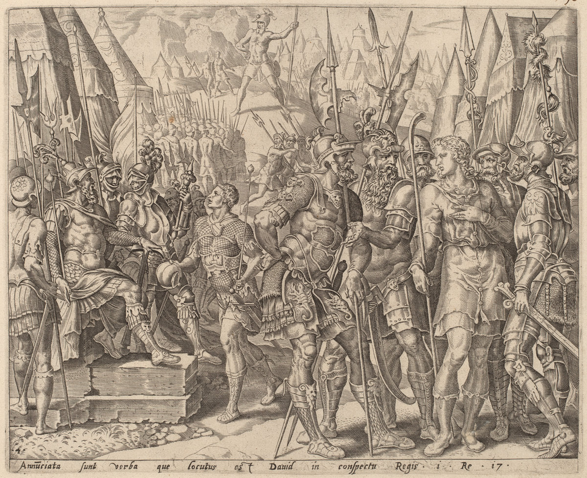 c.1556 by after Maerten van Heemskerck (David's Brother Relating to Him Goliath's Challenge), 16X12"(A3)Poster Print