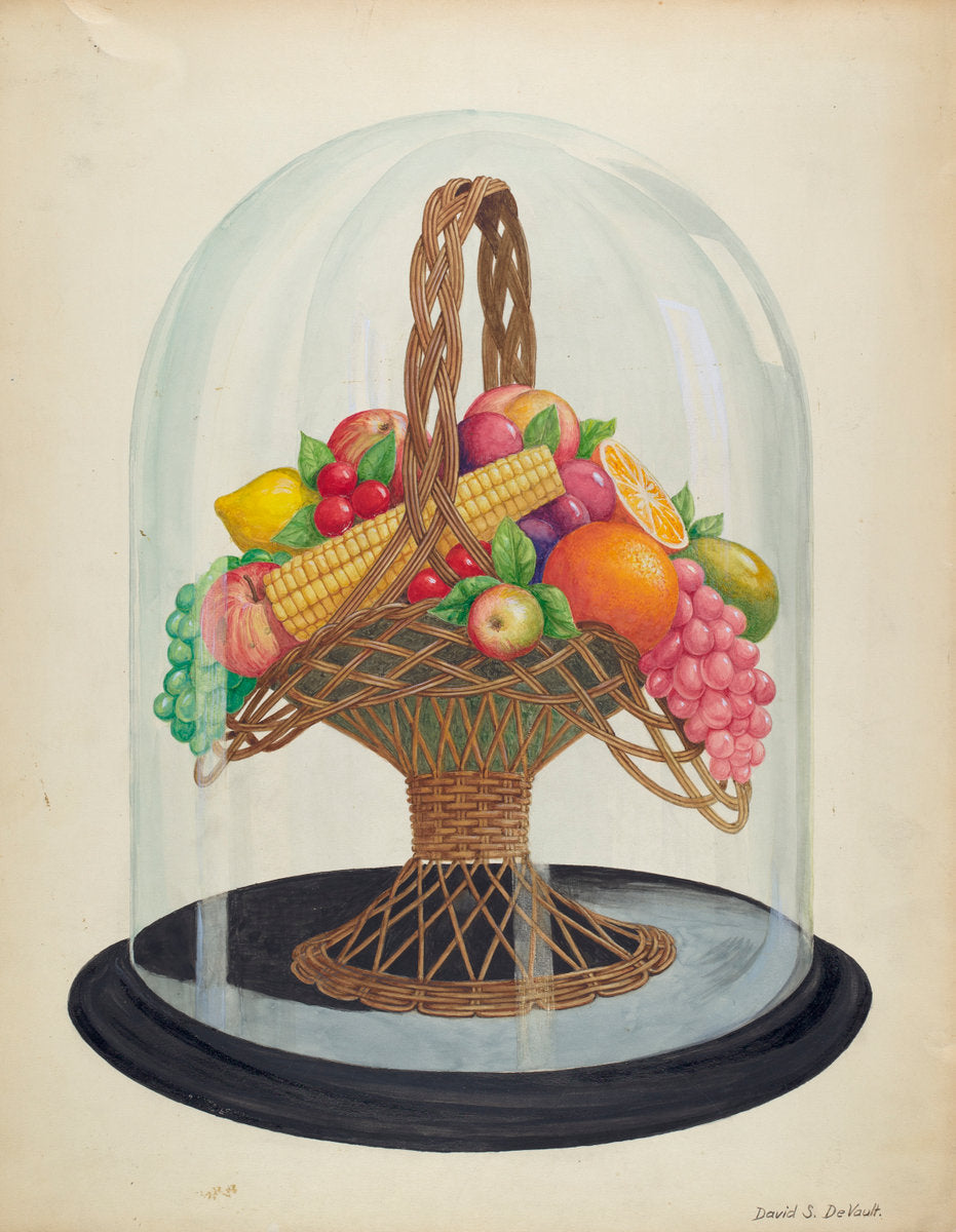 Ornament, Wax Fruit under Glass Globe by David S. De Vault (American, active c. 1935), 16X12"(A3)Poster Print