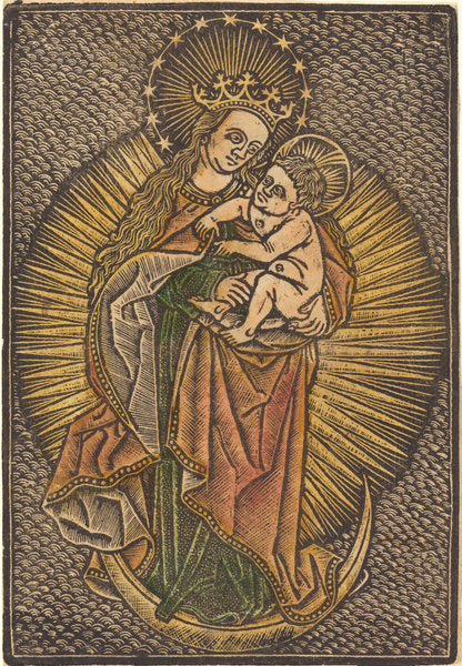 Madonna and Child in Glory by German 15th Century or Master of the Meshed Background (German, active fourth quarter 15th century), 16X12"(A3)Poster Print