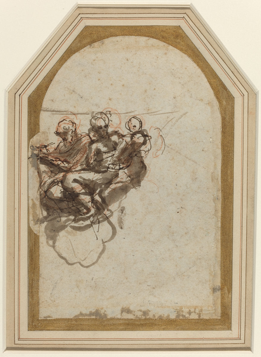 Saint Matthew and Saint Jerome [verso] by Correggio (Parmese, 1489/1494 - 1534), 16X12"(A3)Poster Print