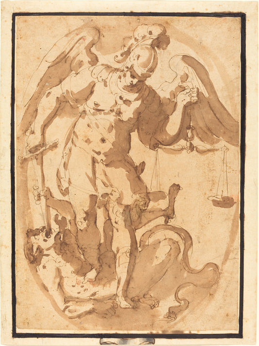 Saint Michael with Lucifer by Giuseppe Porta (Venetian, c. 1520 - c. 1575), 16X12"(A3)Poster Print