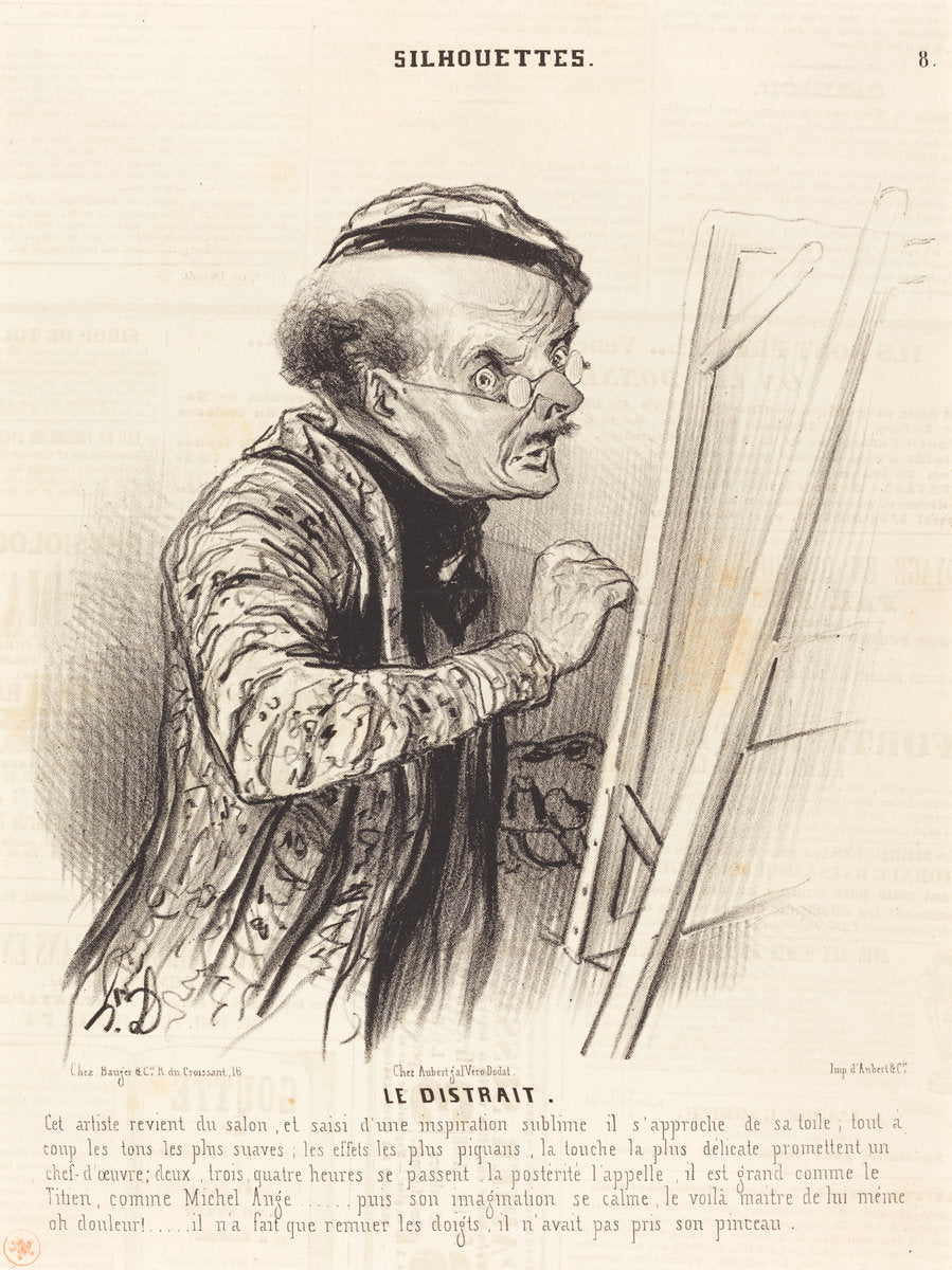 Le Distrait by Honoré Daumier (French, 1808 - 1879), 16X12"(A3)Poster Print