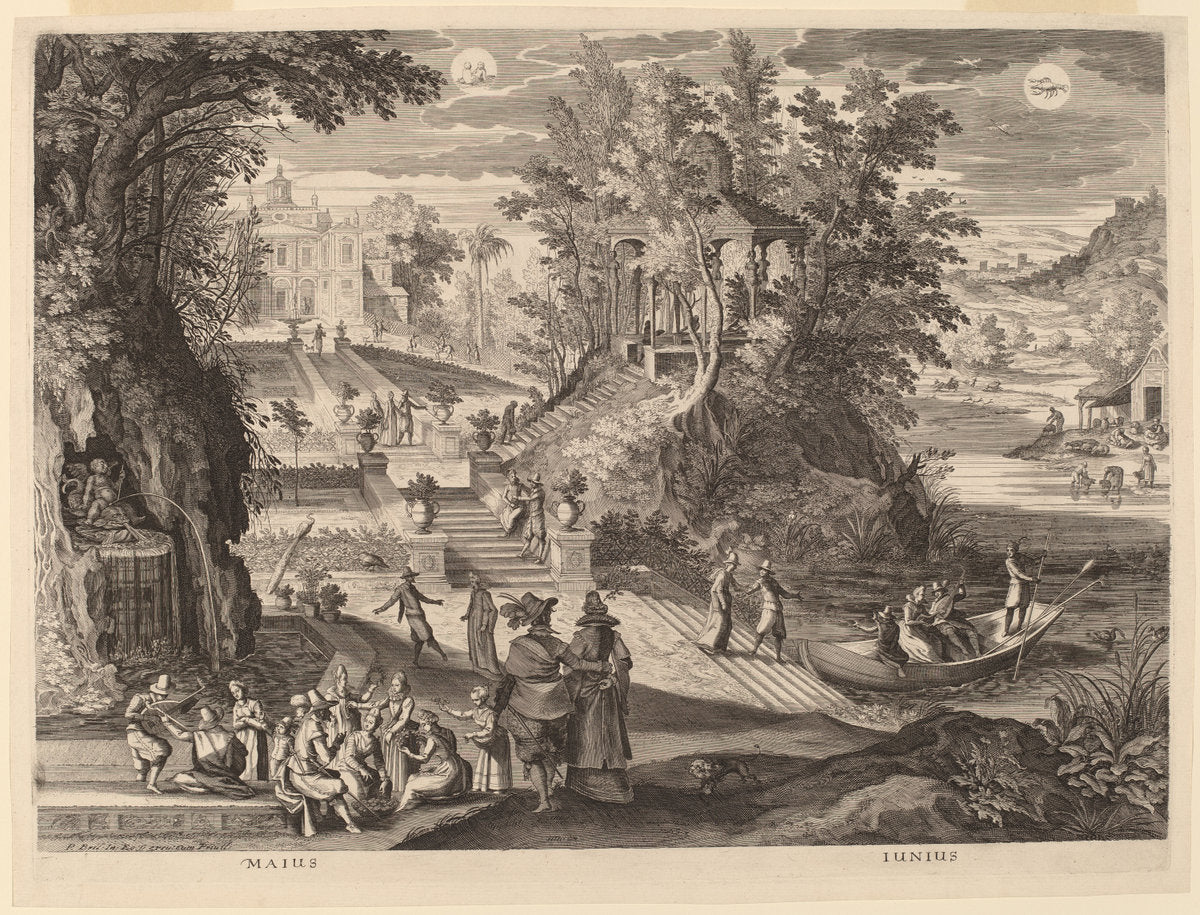 May and June by Aegidius Sadeler II after Paul Bril (Flemish, c. 1570 - 1629), 16X12"(A3)Poster Print