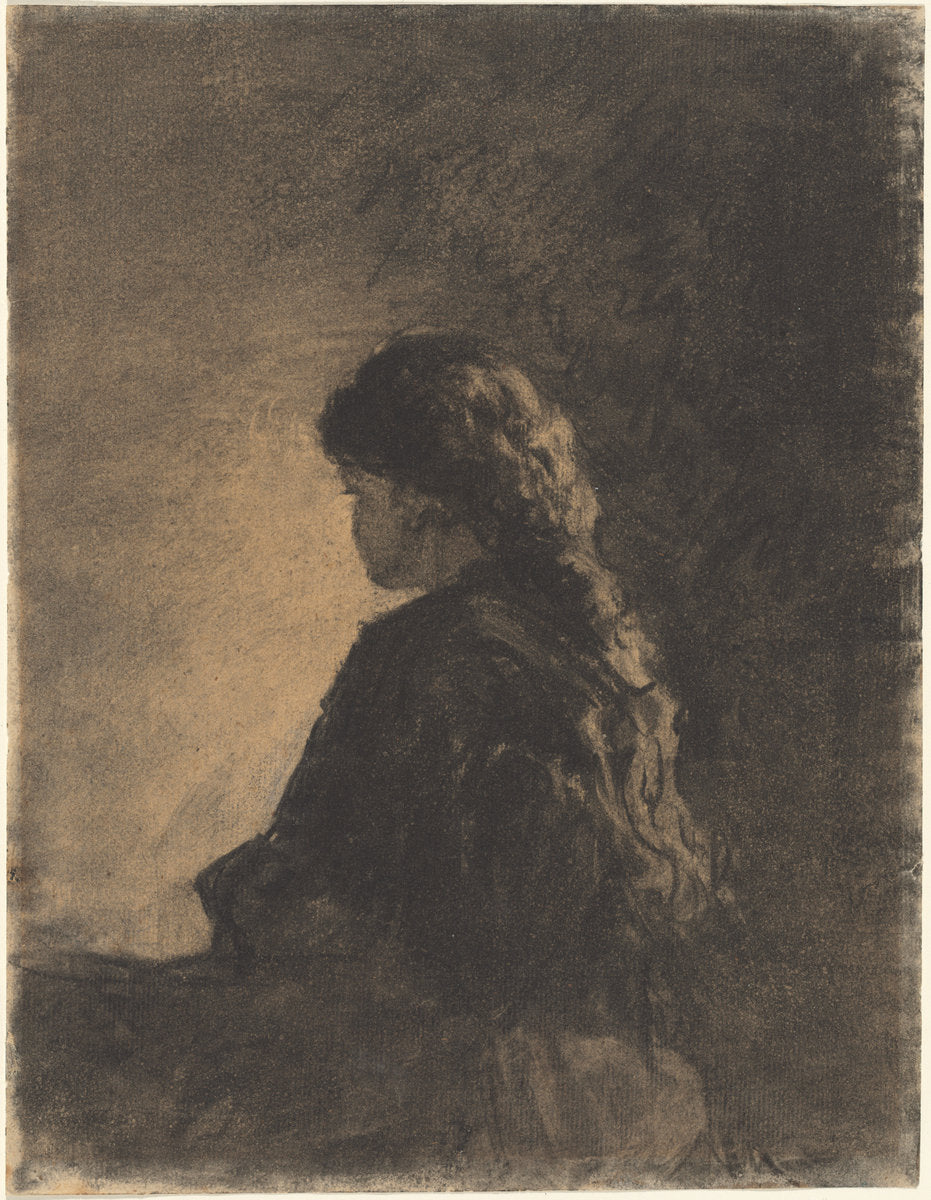 Seated Girl by William Morris Hunt (American, 1824 - 1879), 16X12"(A3)Poster Print