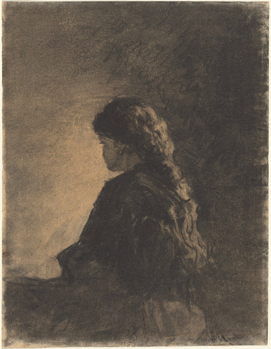 Seated Girl by William Morris Hunt (American, 1824 - 1879), 16X12"(A3)Poster Print