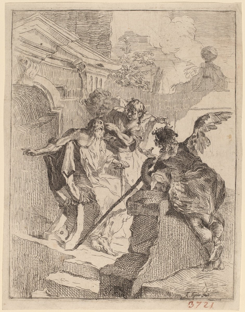 Tobias Healing His Father by Franz Sigrist the Elder (Austrian, 1727 - 1803), 16X12"(A3)Poster Print