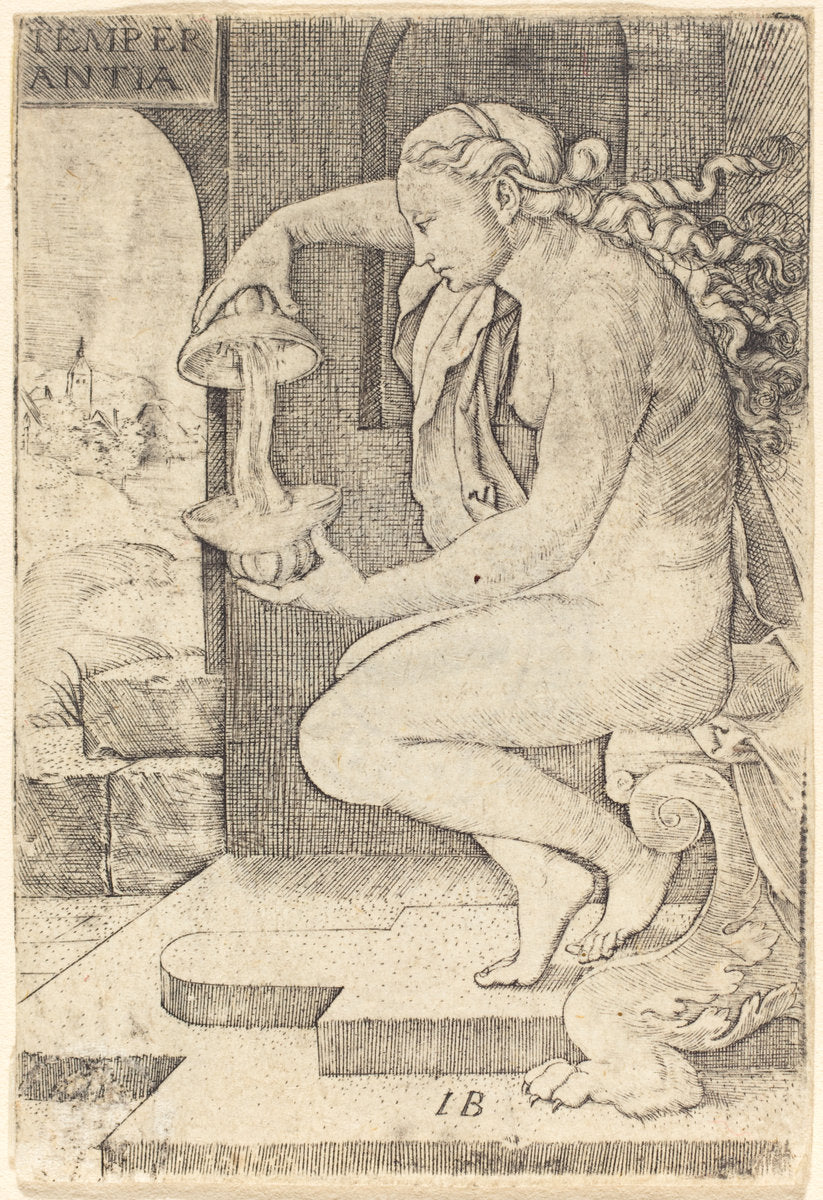 Temperantia (Temperance) by Master IB (German, active c. 1523/1530), 16X12"(A3)Poster Print