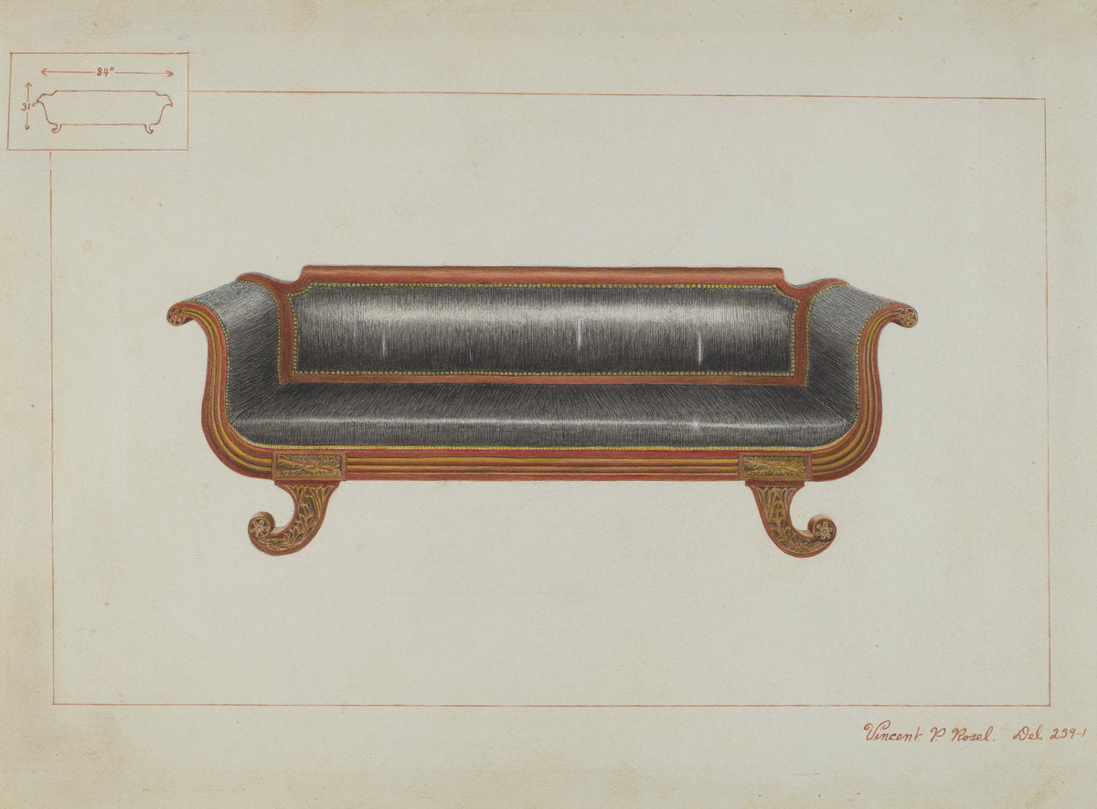 Sofa by Vincent P. Rosel (American, active c. 1935), 16X12"(A3)Poster Print