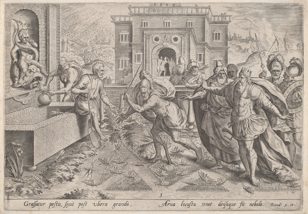The Plague of Locusts by Jan Sadeler I, after Maarten van Cleef (Flemish, 1550 - 1600), 16X12"(A3)Poster Print