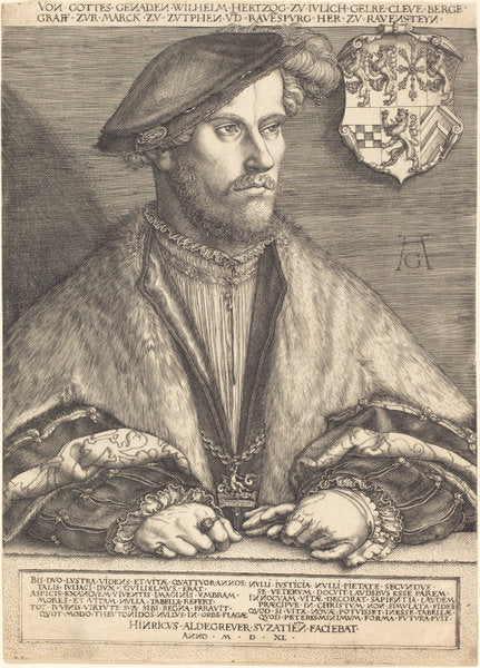 William Herzog by Heinrich Aldegrever (German, 1502 - 1555/1561), 16X12"(A3)Poster Print