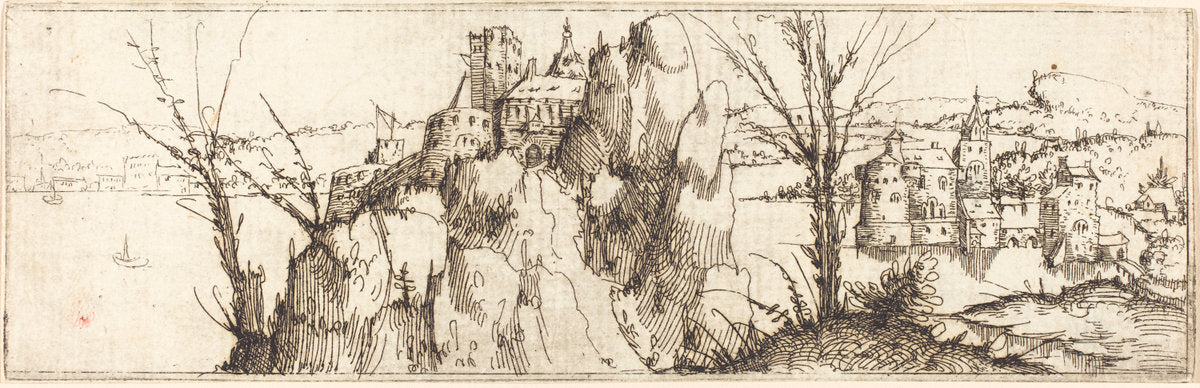 Landscape with a Lake by Augustin Hirschvogel (German, 1503 - 1553), 16X12"(A3)Poster Print