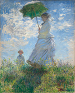 Woman with a Parasol - Madame Monet and Her Son by Claude Monet (French, 1840 - 1926), 16X12"(A3)Poster Print