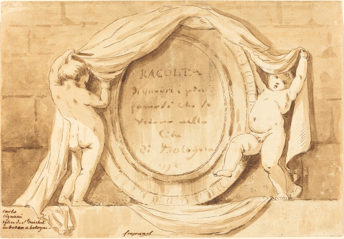 Oval Design from the Church of San Michele de Bosco, Bologna by Jean Claude Richard de Saint-Non after Jean-Honoré Fragonard after Carlo Cignani (French, 1727 - 1791), 16X12"(A3)Poster Print