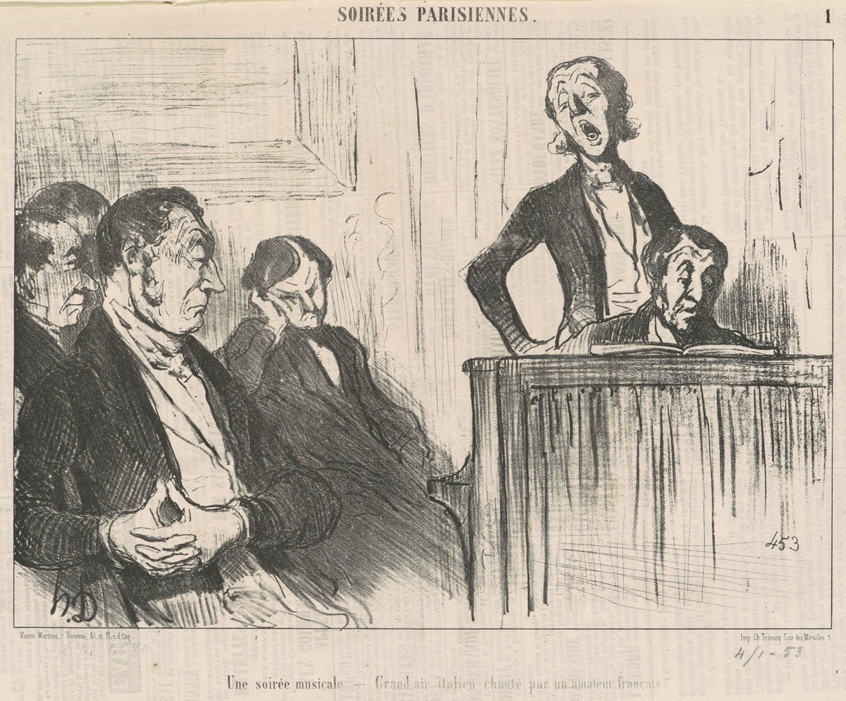 Une soirées musicale by Honoré Daumier (French, 1808 - 1879), 16X12"(A3)Poster Print