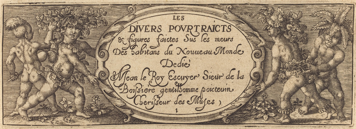 Les divers pourtraicts et figures I (Title Page) by Master AD (French, active c. 1600), 16X12"(A3)Poster Print