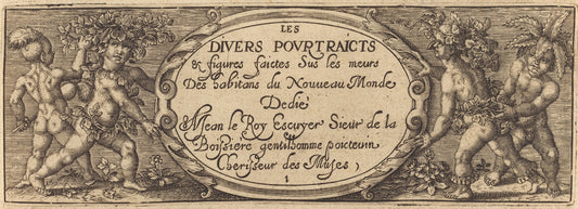 Les divers pourtraicts et figures I (Title Page) by Master AD (French, active c. 1600), 16X12"(A3)Poster Print