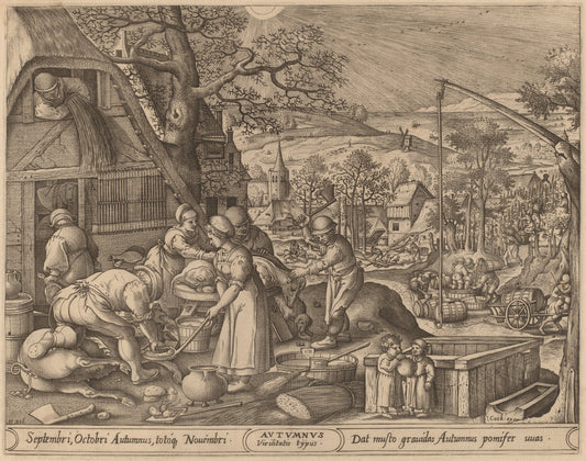 Autumn by Pieter van der Heyden after Hans Bol (Flemish, active c. 1551/1572), 16X12"(A3)Poster Print