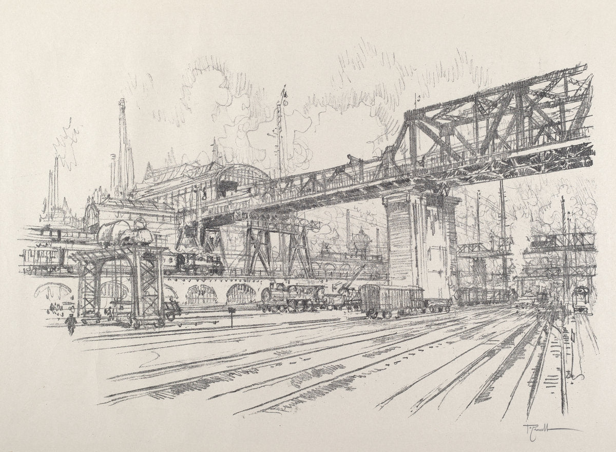 Gleisdreieck by Joseph Pennell (American, 1857 - 1926), 16X12"(A3)Poster Print