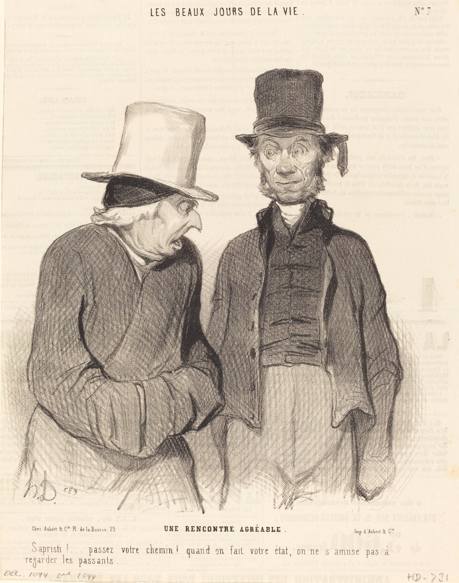 Une Rencontre agréable by Honoré Daumier (French, 1808 - 1879), 16X12"(A3)Poster Print