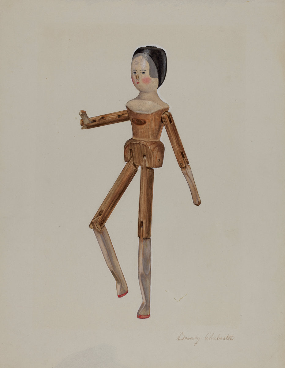 Jointed Dutch Doll by Beverly Chichester (American, active c. 1935), 16X12"(A3)Poster Print