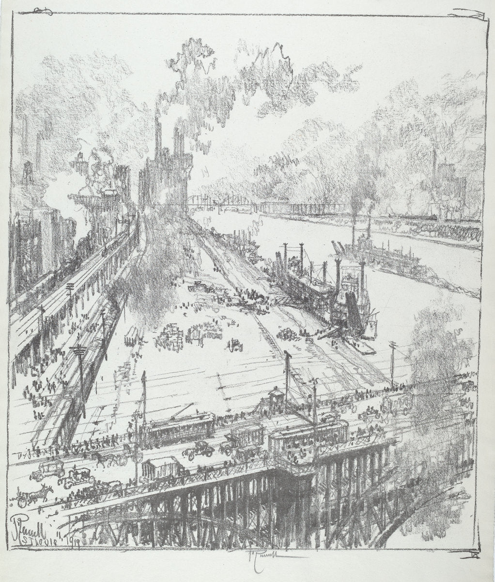 The Levee from Eads Bridge, St. Louis by Joseph Pennell (American, 1857 - 1926), 16X12"(A3)Poster Print