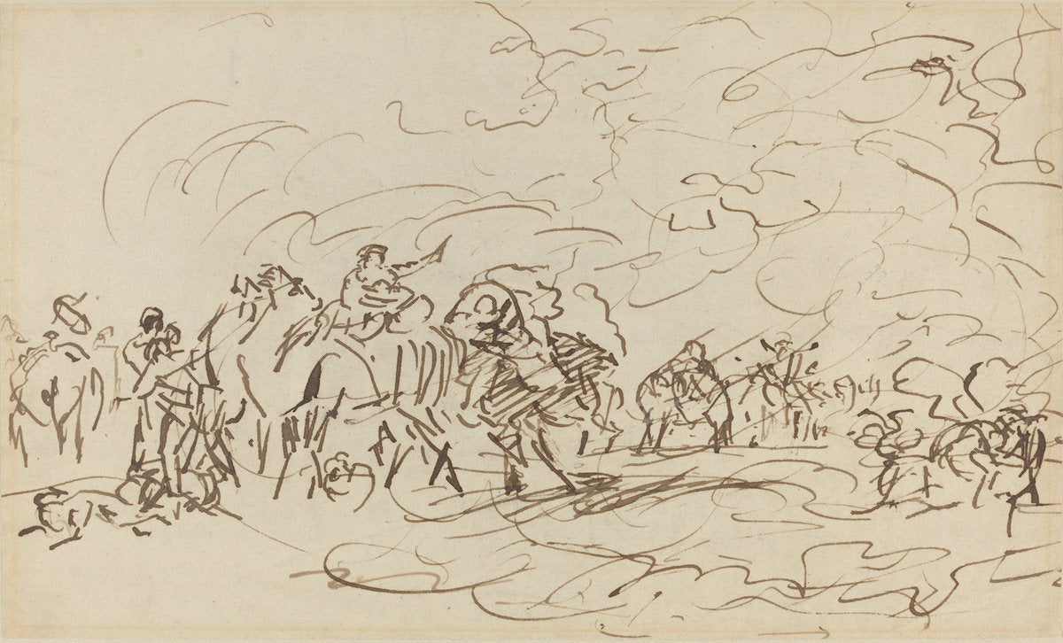 Sandstorm in the Desert Overtaking a Caravan by Johann Zoffany (British, 1733 - 1810), 16X12"(A3)Poster Print