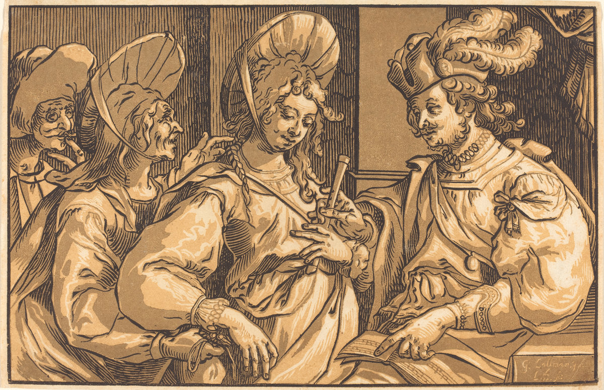 The Procuress by Ludwig Büsinck after Georges Lallemand (German, c. 1590 - 1669), 16X12"(A3)Poster Print