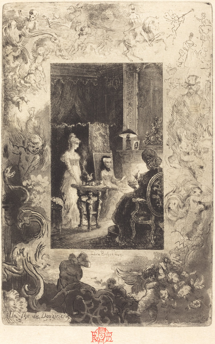 Un Thé de Douairières (The Dowagers' Tea Party) by Félix-Hilaire Buhot (French, 1847 - 1898), 16X12"(A3)Poster Print