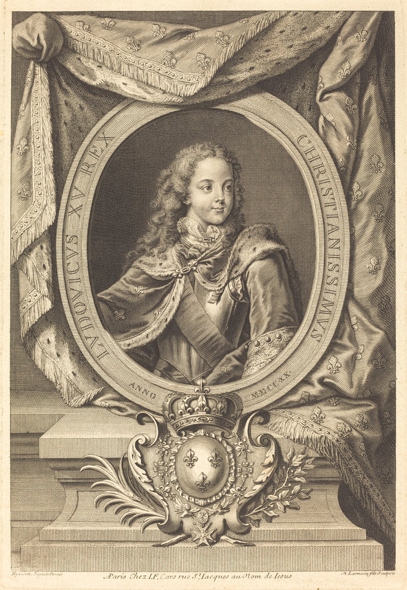 Louis XV by Nicolas de Larmessin IV after Hyacinthe Rigaud (French, 1684 - 1753 or 1755), 16X12"(A3)Poster Print