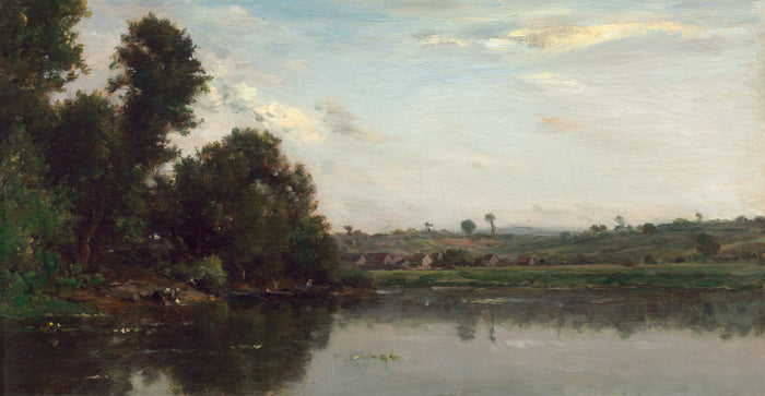 Washerwomen at the Oise River near Valmondois by Charles-François Daubigny (French, 1817 - 1878), 16X12