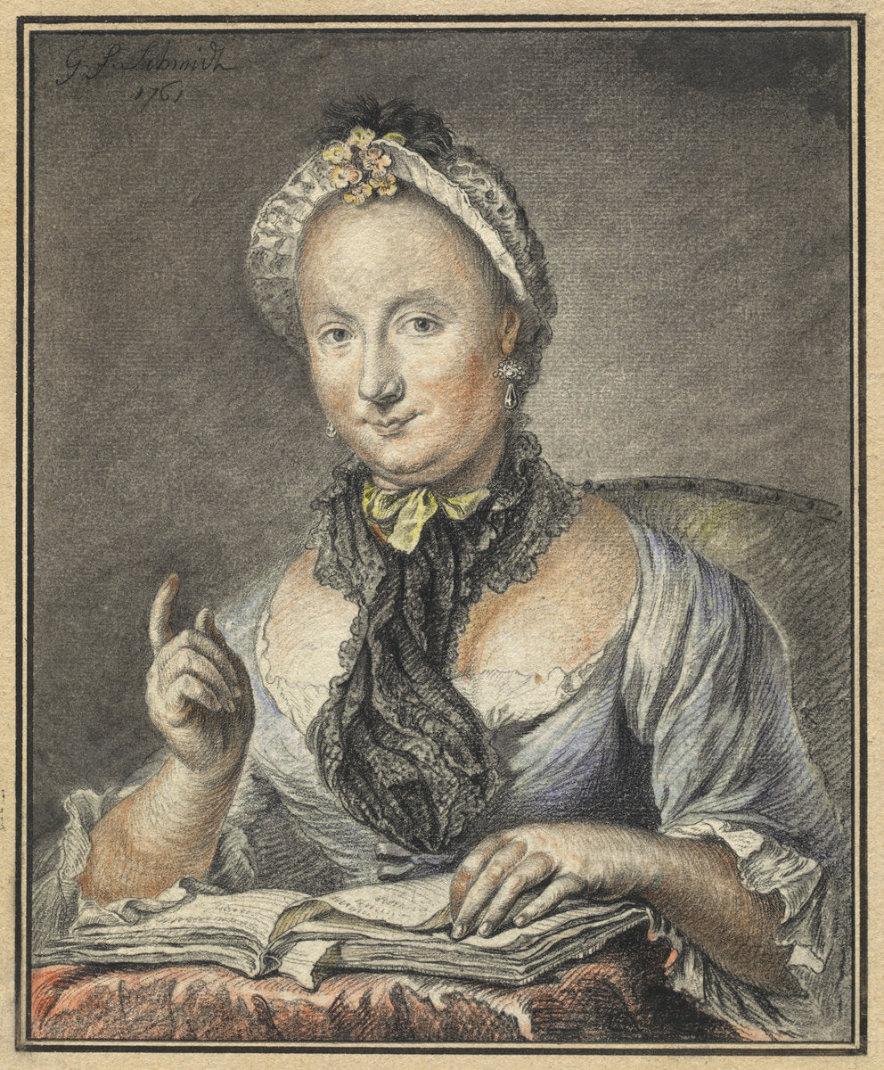 The Artist's Wife with a Book by Georg Friedrich Schmidt (German, 1712 - 1775), 16X12"(A3)Poster Print