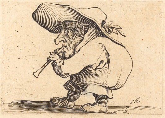 The Flageolet Player by Jacques Callot (French, 1592 - 1635), 16X12"(A3)Poster Print