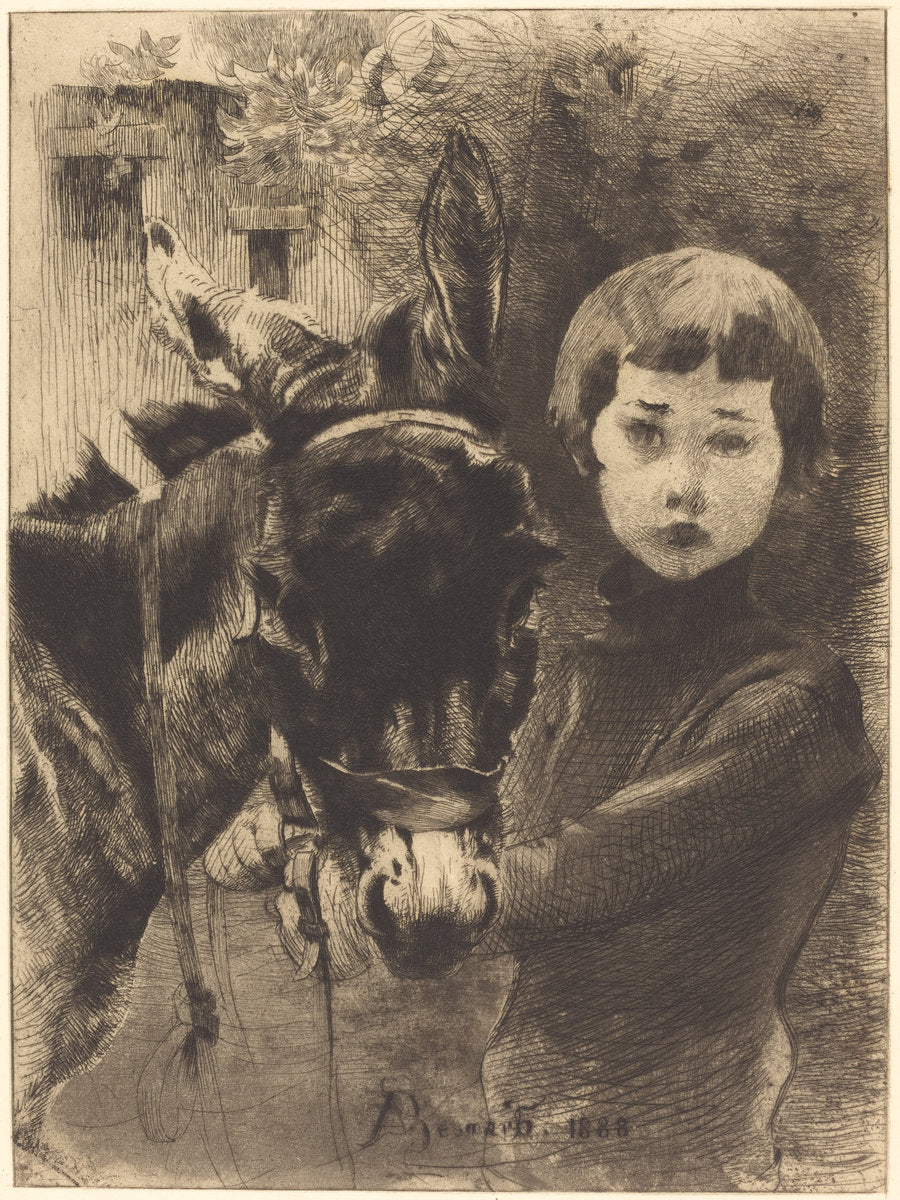Robert Besnard and His Donkey (Robert Besnard et son ane) by Albert Besnard (French, 1849 - 1934), 16X12"(A3)Poster Print