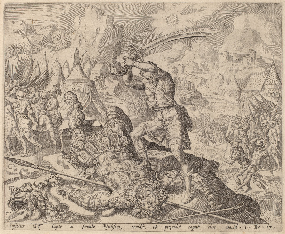 c.1556 by after Maerten van Heemskerck (David Cutting Off Goliath's Head), 16X12"(A3)Poster Print
