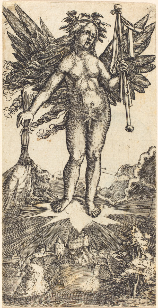 Winged Woman on a Star by Albrecht Altdorfer (German, 1480 or before - 1538), 16X12"(A3)Poster Print