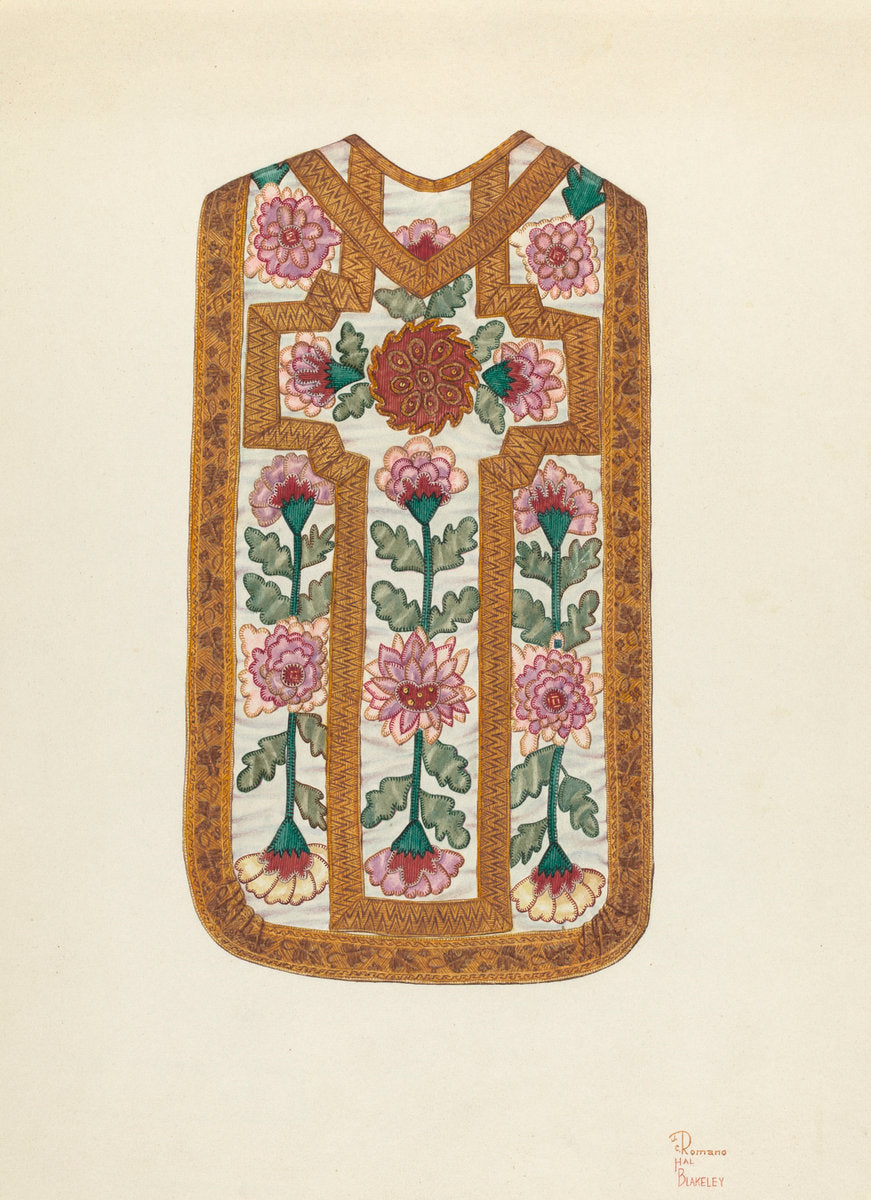 Ecclesiastical Vestment by Josephine C. Romano and Hal Blakeley (American, 1915 - 2009), 16X12"(A3)Poster Print