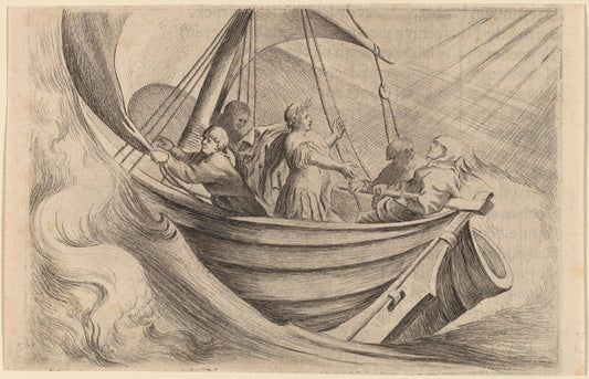 Caesar Crossing Stormy Seas by Willem Basse (Dutch, 1613 or 1614 - 1672), 16X12"(A3)Poster Print
