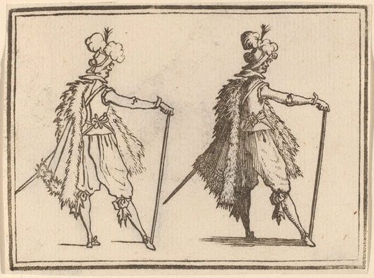 Gentleman with Cane by Edouard Eckman after Jacques Callot (Flemish, born c. 1600), 16X12"(A3)Poster Print