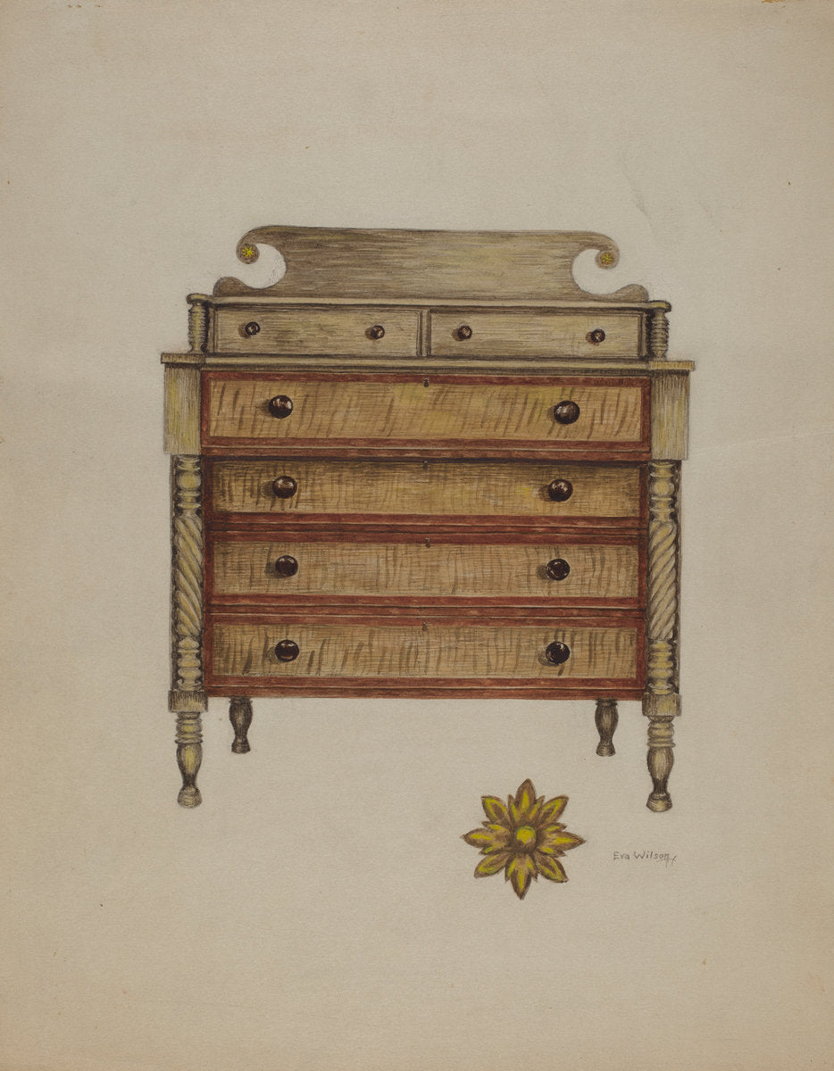 Chest-Mahogany, Pine & Maple by Eva Wilson (American, active c. 1935), 16X12"(A3)Poster Print