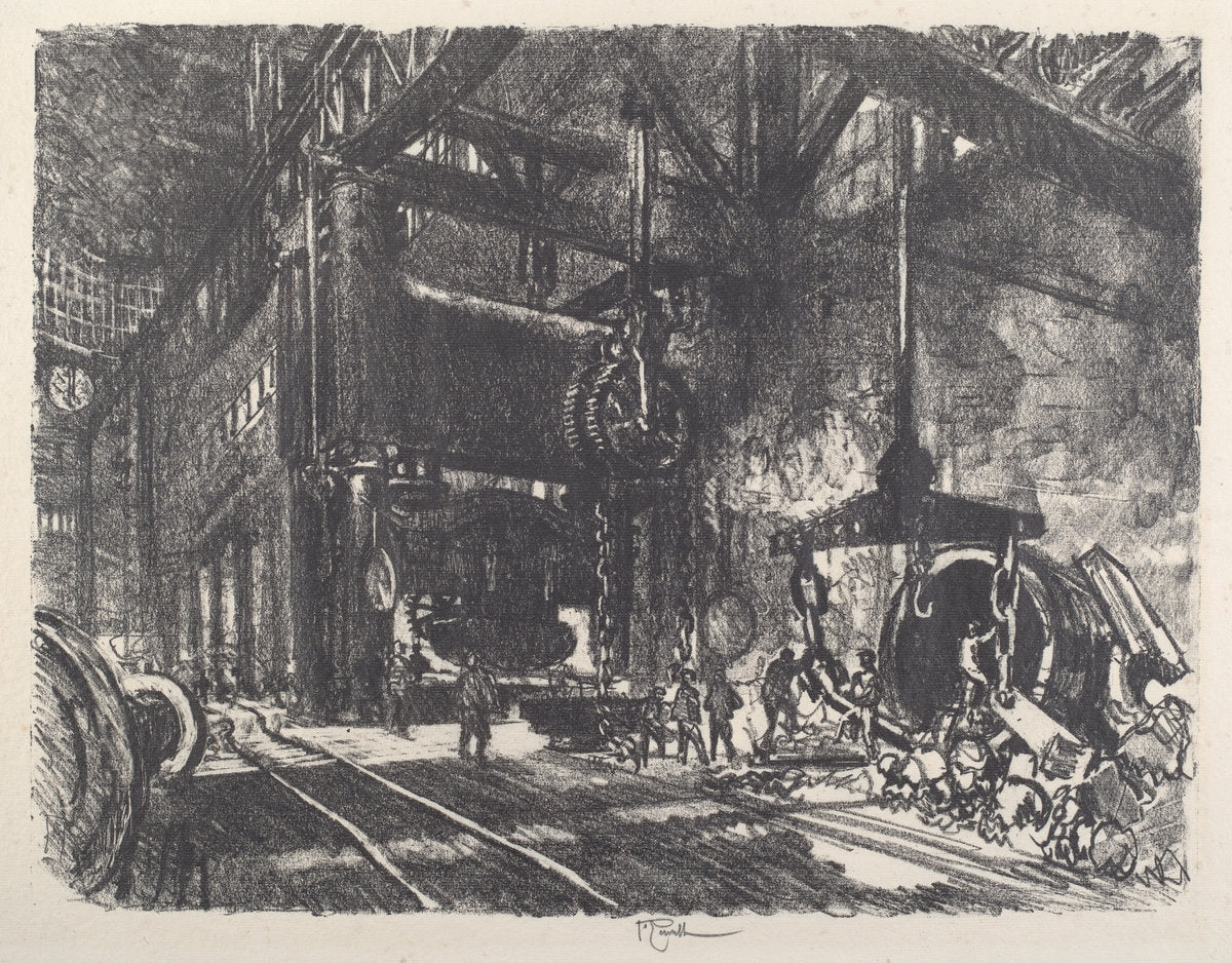 In the Land of Brobdingnag, the Armour Plate Bending Press by Joseph Pennell (American, 1857 - 1926), 16X12"(A3)Poster Print