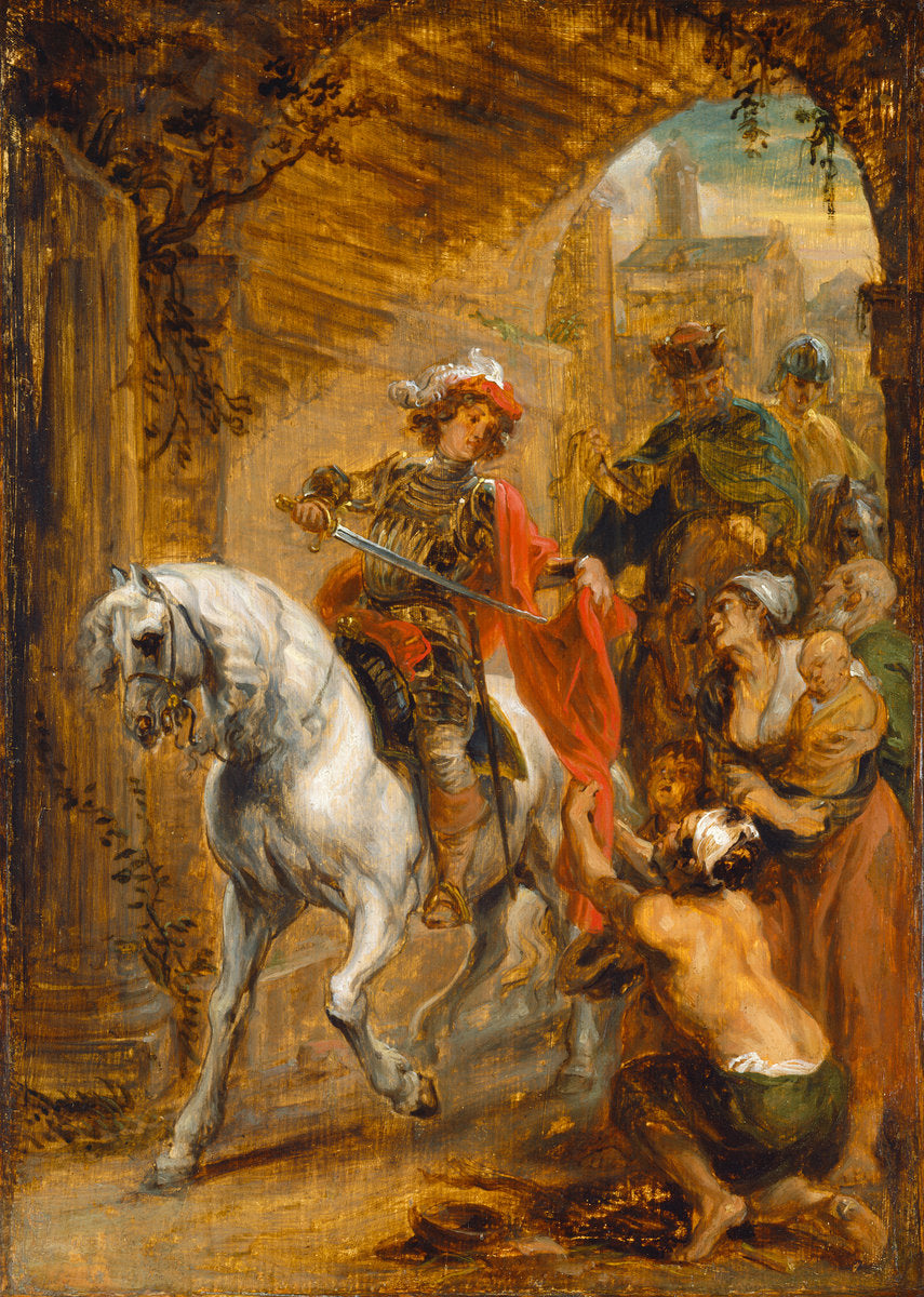 Saint Martin Dividing His Cloak by Attributed to Jan Boeckhorst (Dutch, 1604 - 1668), 16X12"(A3)Poster Print