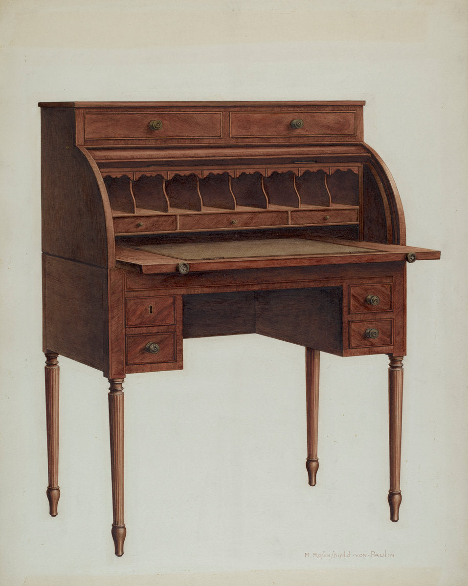 Roll-top Desk by M. Rosenshield-von-Paulin (American, active c. 1935), 16X12"(A3)Poster Print