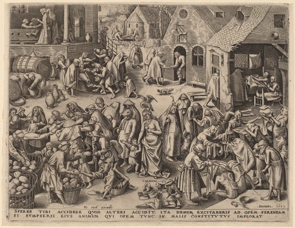 Charity by Attributed to Philip Galle after Pieter Bruegel the Elder (Flemish, 1537 - 1612), 16X12"(A3)Poster Print