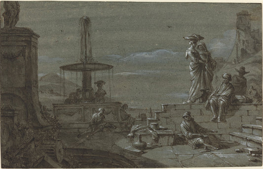 Piazza by Moonlight by Thomas Wyck (Dutch, c. 1616 - 1677), 16X12"(A3)Poster Print