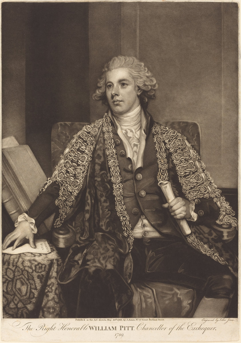 William Pitt by John Jones after George Romney (British, c. 1747 - 1797), 16X12"(A3)Poster Print